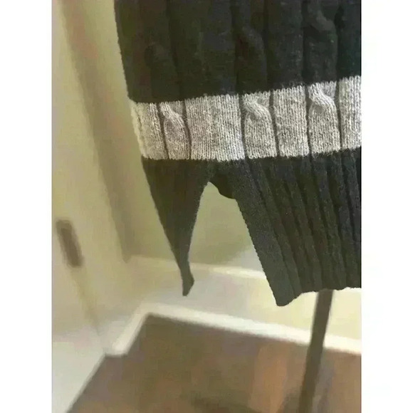 Kim Rogers Womens L Black Grey Stripe Henley Button Neck Long‎ Sleeve Sweater - Picture 6 of 11